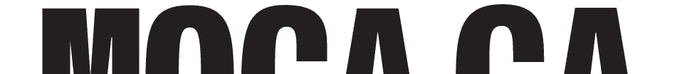 Bold black letters on a white background spell MOCA CA in a modern, geometric font with thick, blocky lines and narrow spacing between the letters.